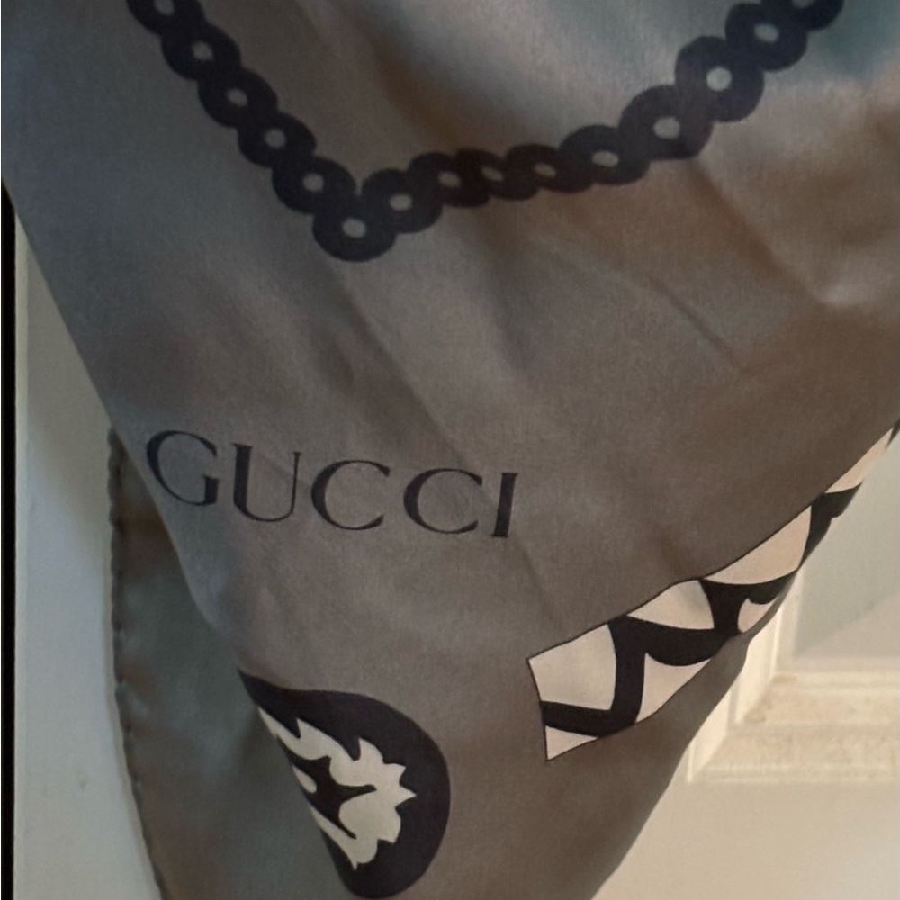 Gucci Gray and Black Designer Scarf